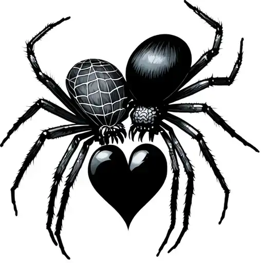 Two Spiders Forming A Love Heart With Cobwebs