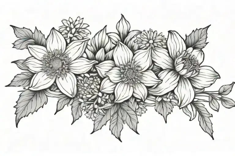 Daisy Sweet Pea Daffodil Marigold Chrysanthemum Black And White