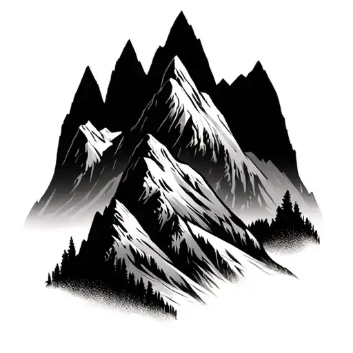 Three Sisters Mountain Range Silhouette