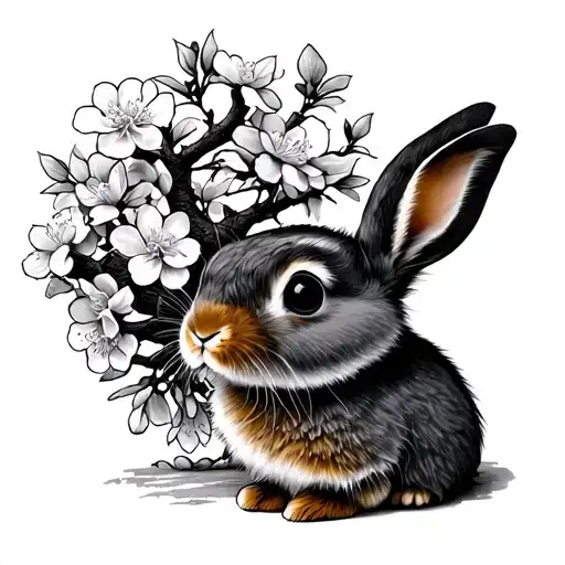 Bunny Cherry Blossom Tree Tattoo