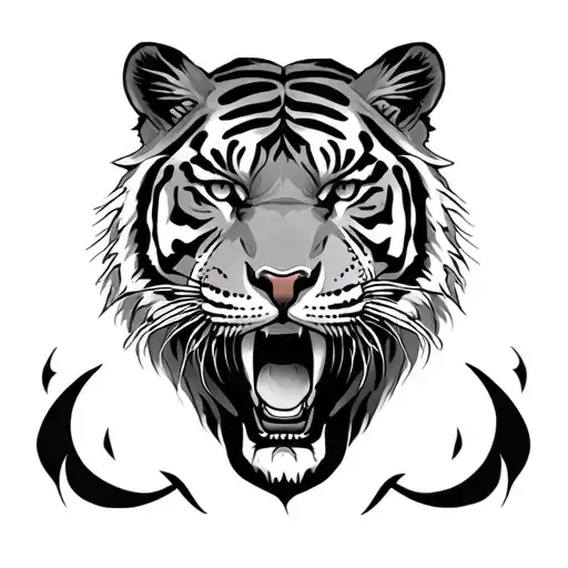 2 Tiger C Tattoo On Left And Right Side