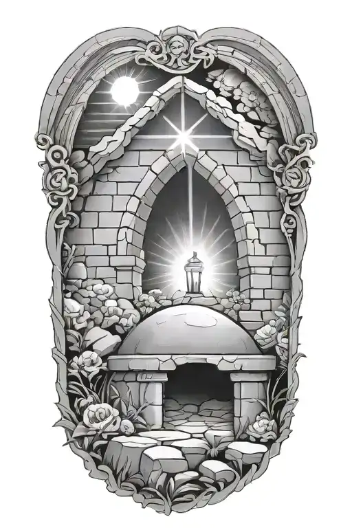 Empty Tomb With Light Rays