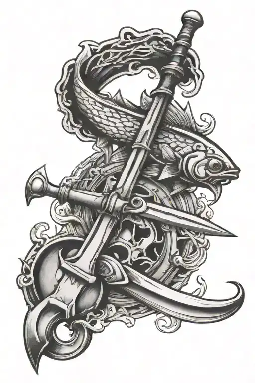 Cheff Knifes And Fishing Hook