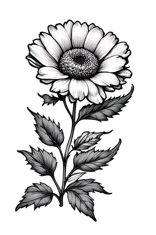 Marigold Flower Fine Line