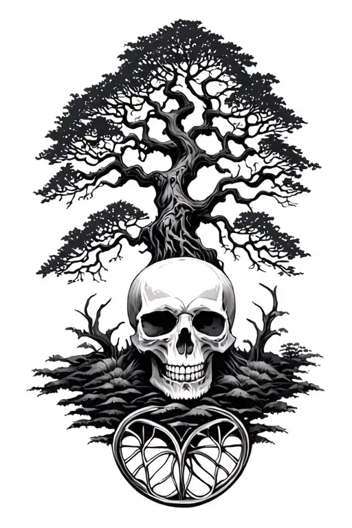 Skull Under Tree Of Life Tree Tattoo