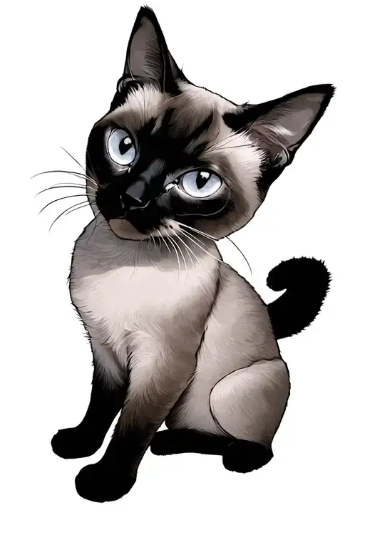 Anime Siamese Cat Sitting