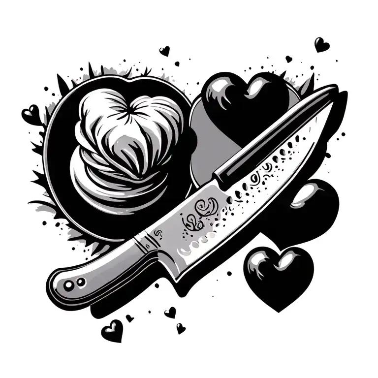 Abstract Of Food Chef Knife And 4 Hearts