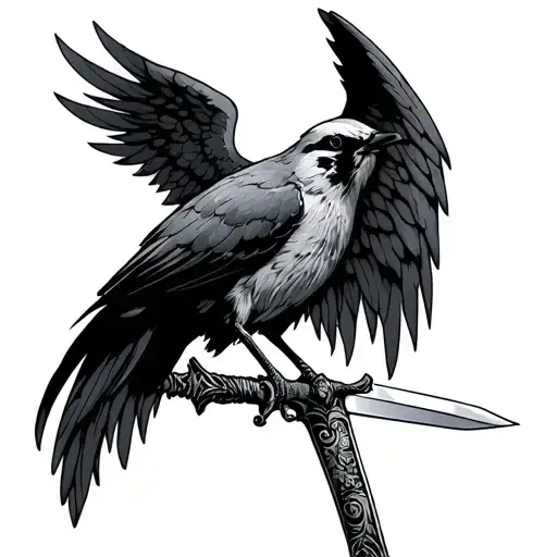 Bird With Sword And Angel Wings