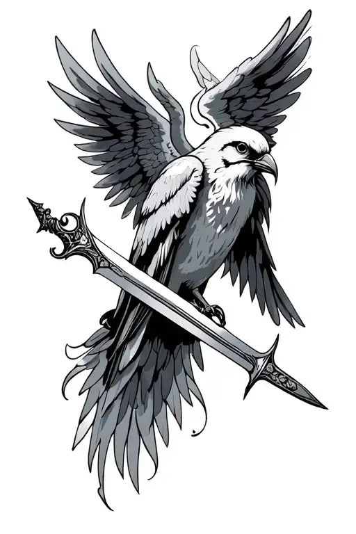 Bird With Sword And Angel Wings