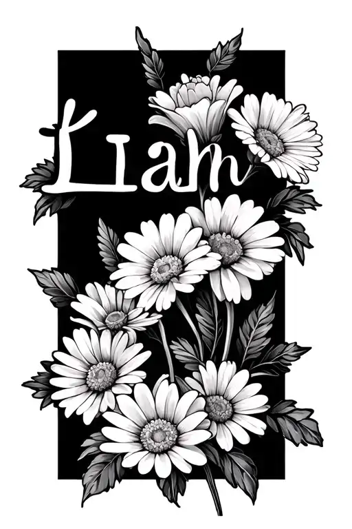 The Name Lilah With Daisy And Sweet Pea Flowers