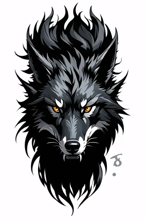 Black Wolf Serious Face 88 Shaped Dragon Representing