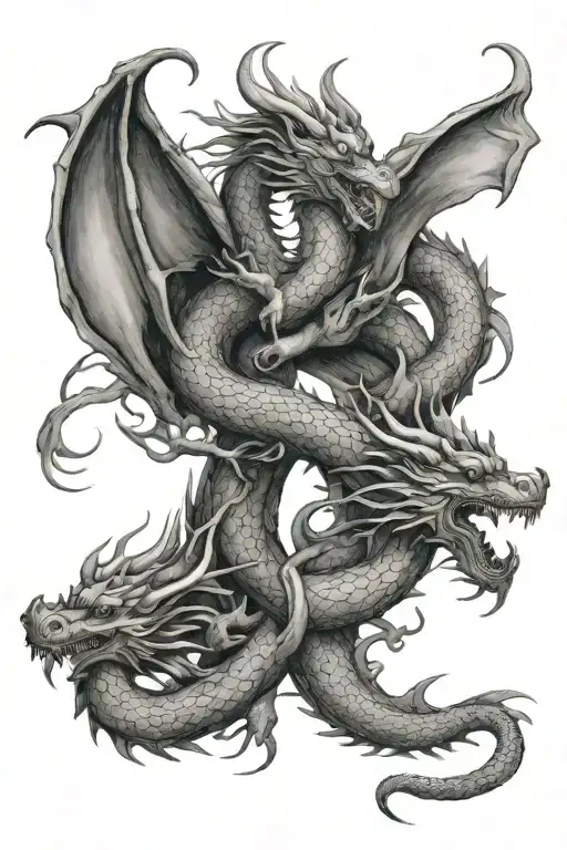 Three Dragons Intertwined