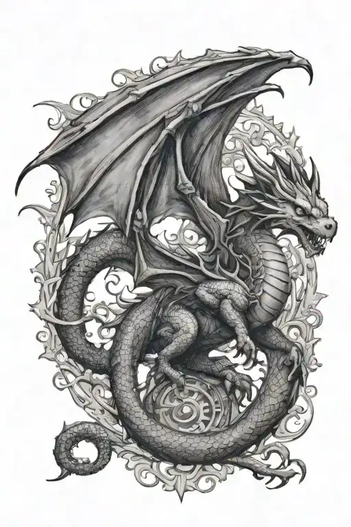 Full Body Medieval Dragon Flying