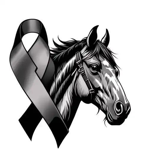 Horse Head Made Into A Cancer Ribbon