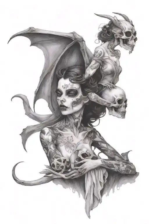 Succubus Holding A Skull