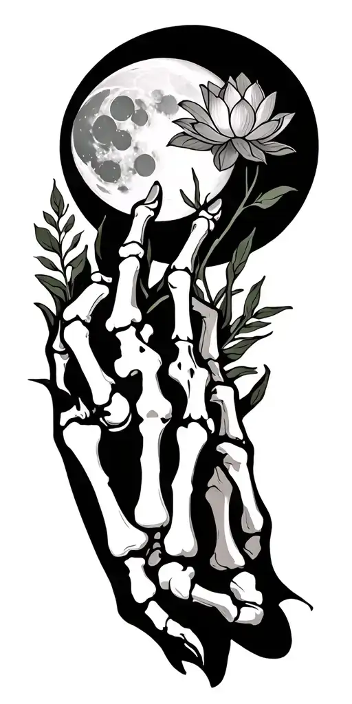 Moons Lotus With Skeleton Hand