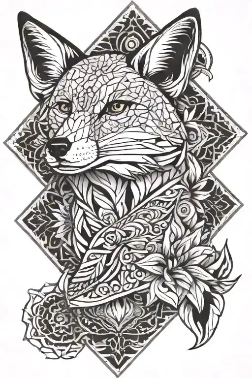Geometric Fox Head And Mandala Coming Out The Top