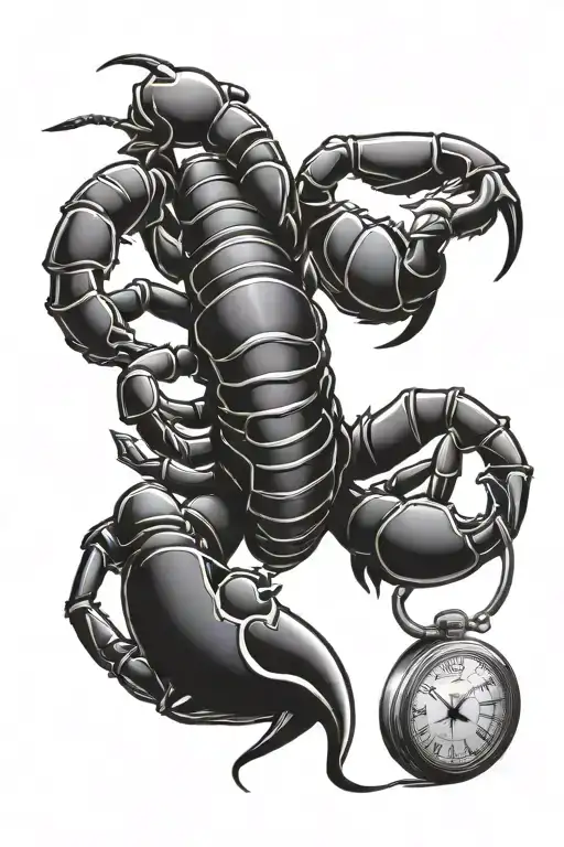 Scorpion And Pocket Watch Surrounded
