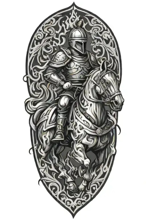 Chess Knight Riding On Fire Flames