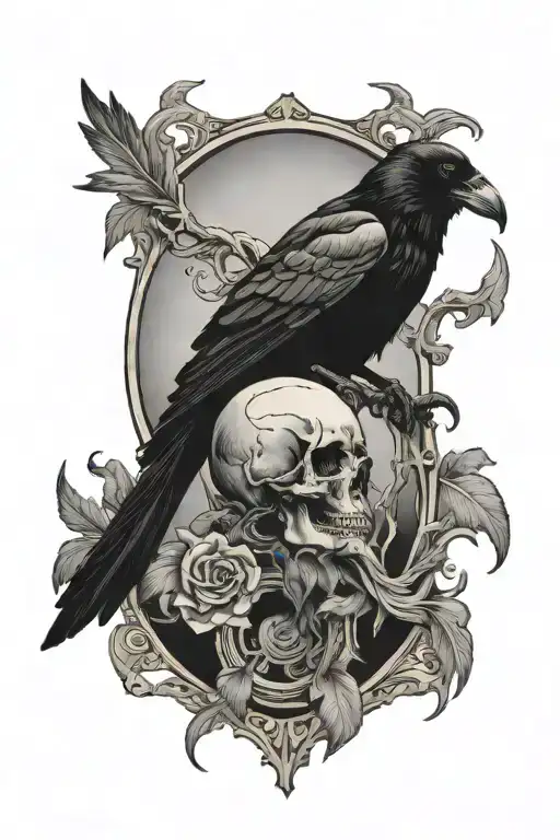 Death Tarot Card With A Raven Perched Atop