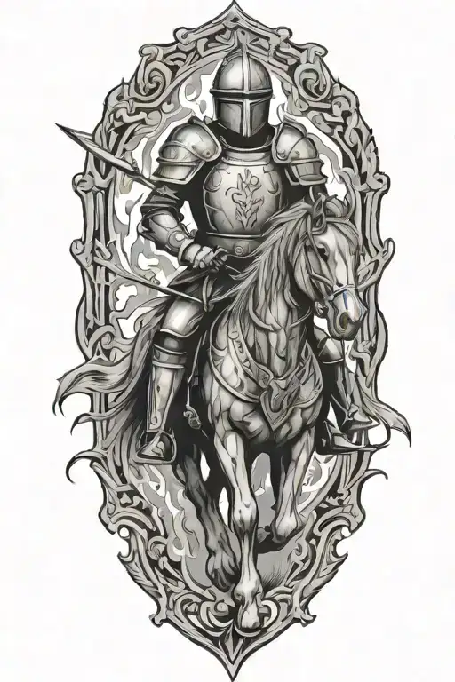 Achaeminenian Knight Riding On Fire Flames