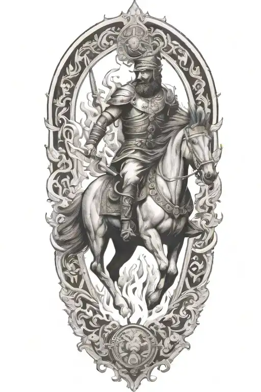 Roman Riding On Fire Flames