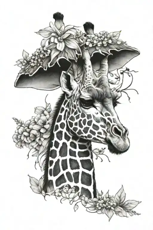 Giraffe With December And June Birth Flower Intertwined