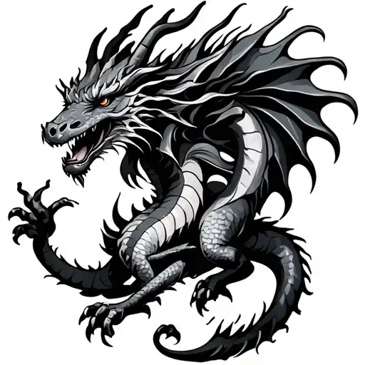 Dragon And Taurus Zodiac Sign Intertwined