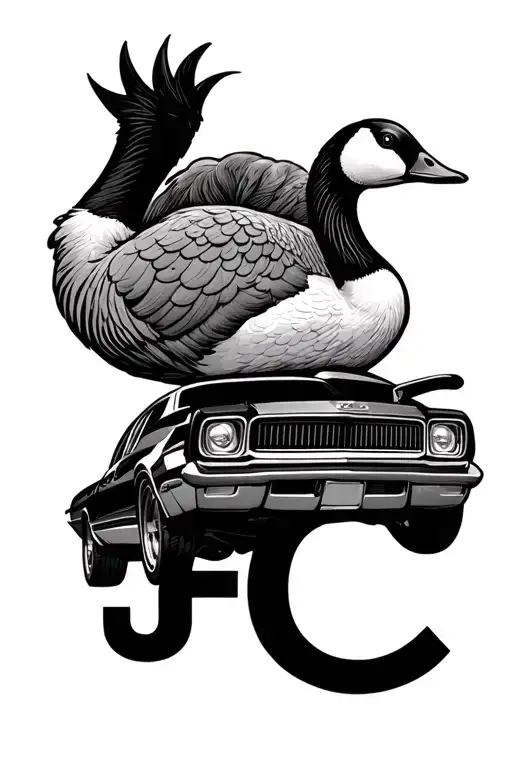 Goose And Car With Letters J And C