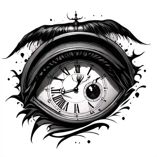 Eyes Inside Clock With Judgement And Acceptance Written In Japanese