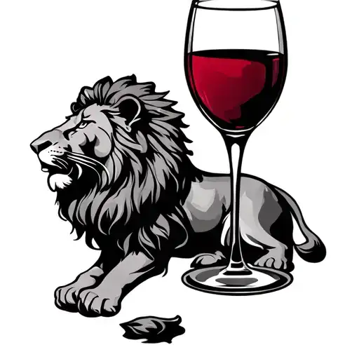 Lion And Wine Glass Surrounded