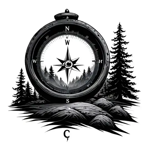 Forest Landscap With Land Compass