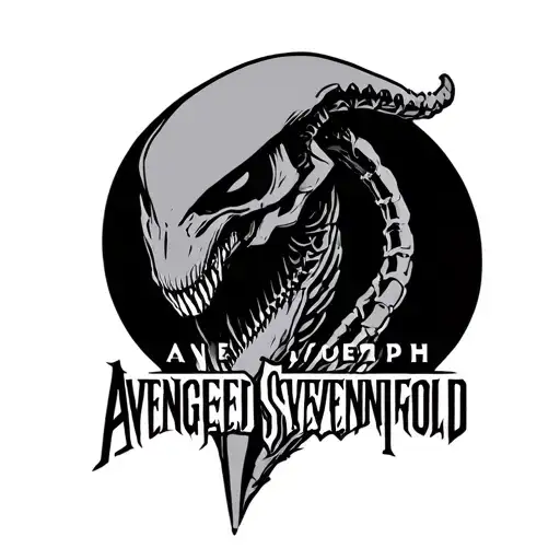 Xenomorph From Alien With Avenged Sevenfold Logo Simple