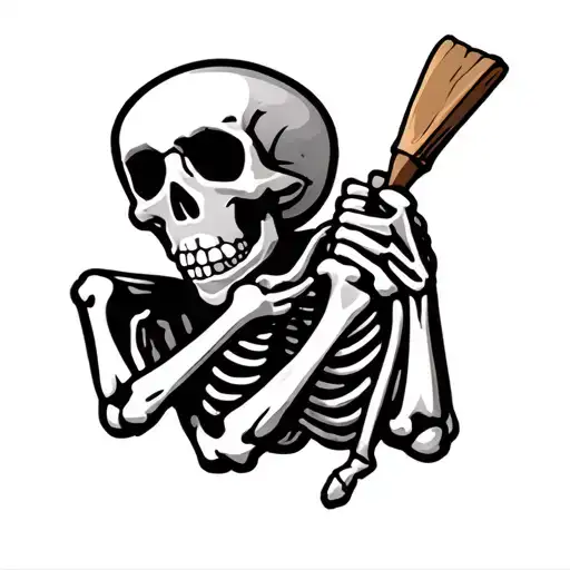 A Cartoon Skeleton Painter