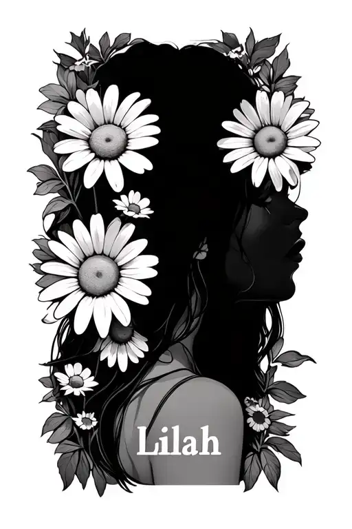 The Name Lilah With Daisy Flowers