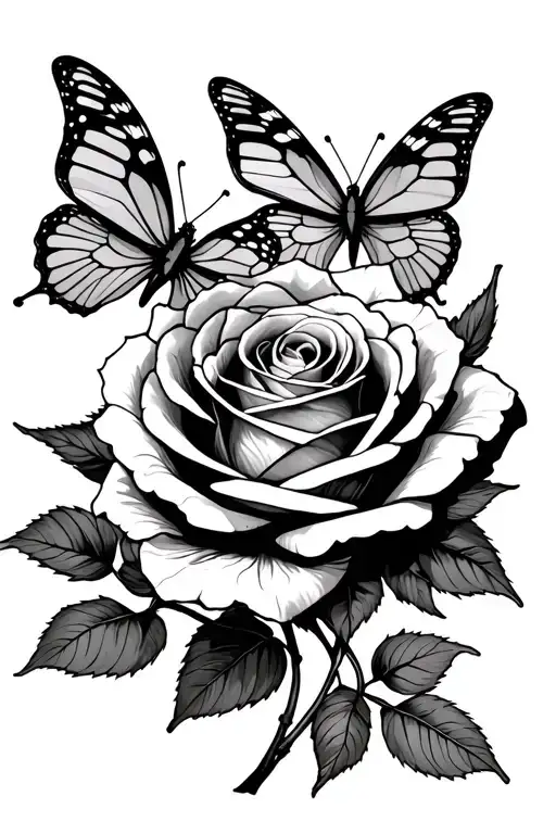 Down Into A Dead Rose With Skeleton Butterflies