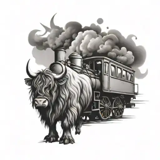 Steam Train And Highland Cow