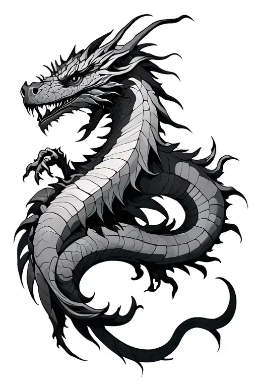 Cyber Sigilism Back Dragon Tattoo Design