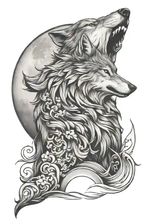 Wolf Howling At The Moon Rising