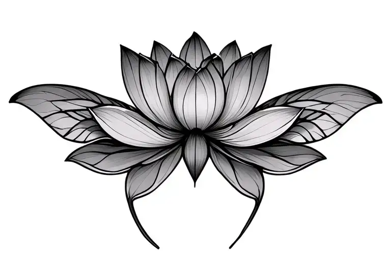 Lotus Flower Butter Fly With Geometric Pattern