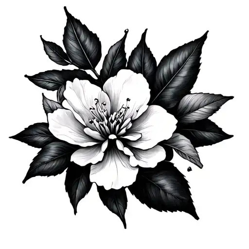 Medium And Small Red Cherry Blossom Petals Stretch Full Tattoo Sketch For The Whole Arm