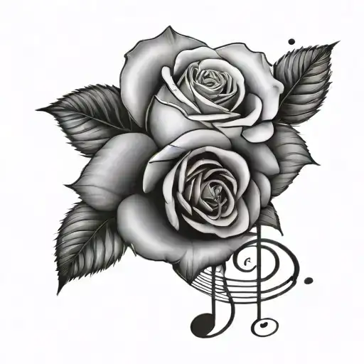 Small Beautiful Rose Surrounded My Music Notes