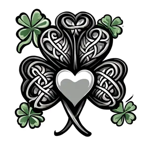 Celtic Shamrock With Irish Heart