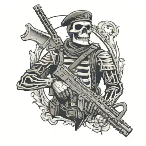 Skelton Soldier With Gun