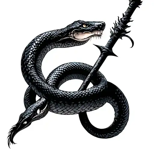 Snake And Staff Intertwined