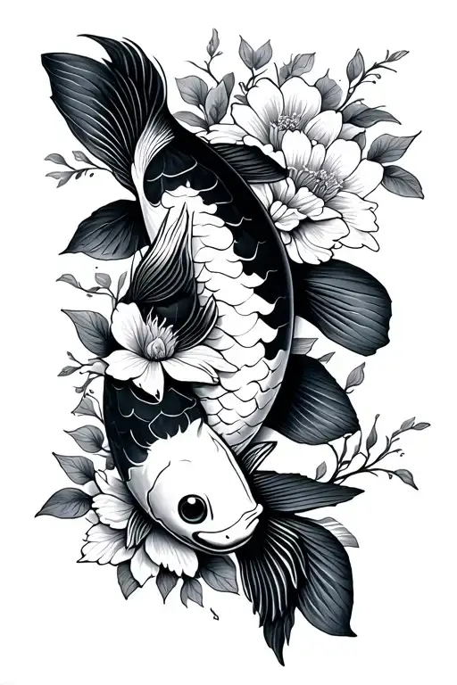 Kiln And Flowers And Koi Fish