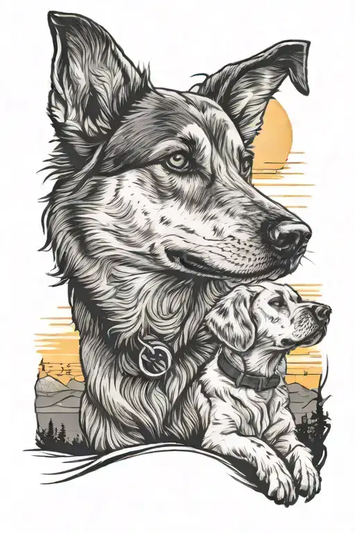 Me And My Dog Looking Out On A Sunset Scene