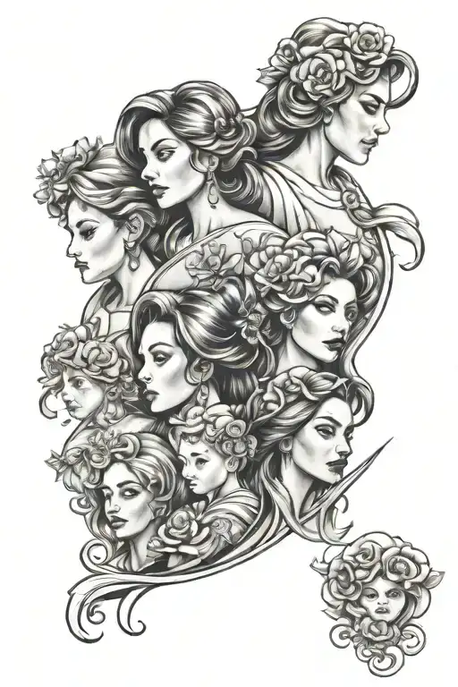 Mother And 4 Girls Roller Coast Themed