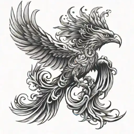 A Powerful Phoenix Design Incorporating Elements Of Mental Fortitude And Courage