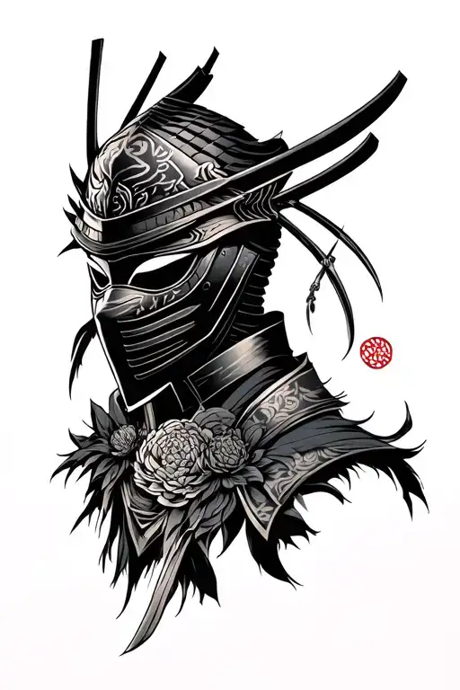 Mask Samourai Cover With Japanese